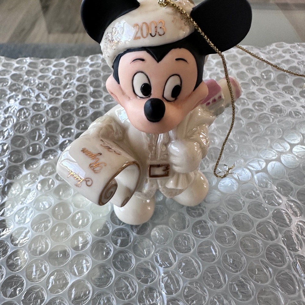 Ceramic Mickey Mouse 2003 Holiday Ornament - White & Black